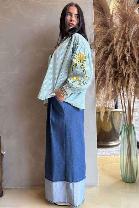 Hutton Crewel Work Shirt Jade